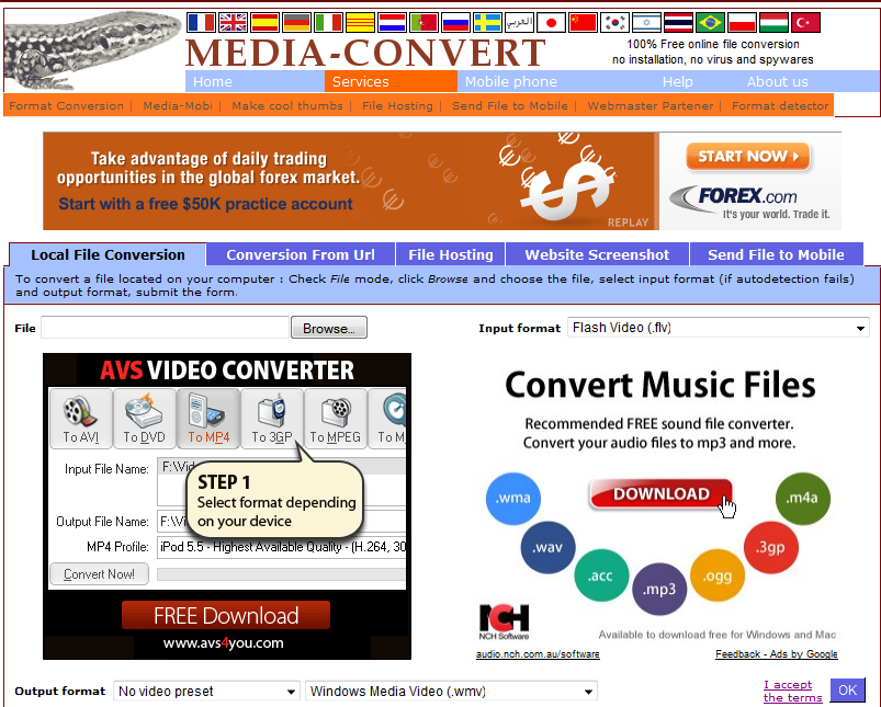 Media Convert - free and on line - convert and split sound, ringtones, images, docs