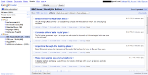Google Reader screenshot, as of March 16, 2009